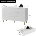 thumbnail image 3 of EastVita White Modern 6 Drawer Dresser for Bedroom with Gold Handle and Large Drawer, Wood Double Chest of Drawers and Storage Organizer for Living Room, 3 of 6