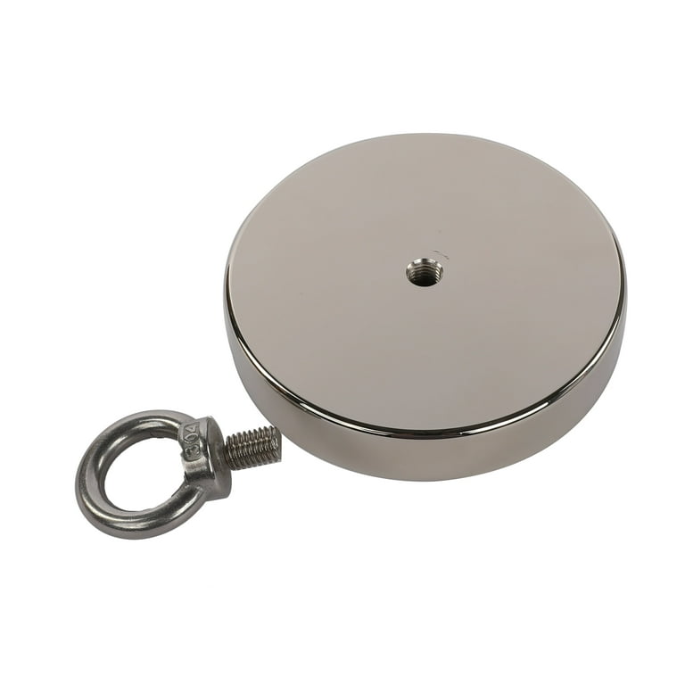 Brute Magnetics 2,000 lb Pull Round Neodymium Magnet with Threaded Hole and Eyelet, 5.31 inch Diameter