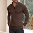 thumbnail image 2 of dGslk Men's Fashion Trend Knitted Sweater With Half Zipper And Hood, Casual Base Layer Coffee M, 2 of 2