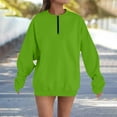 thumbnail image 2 of BiZtdJrK Quarter Zip Fleece Sweatshirt Women Long Sleeve Crewneck Pullover Tops Solid Color Lightweight Sweatshirts Green XL, 2 of 5