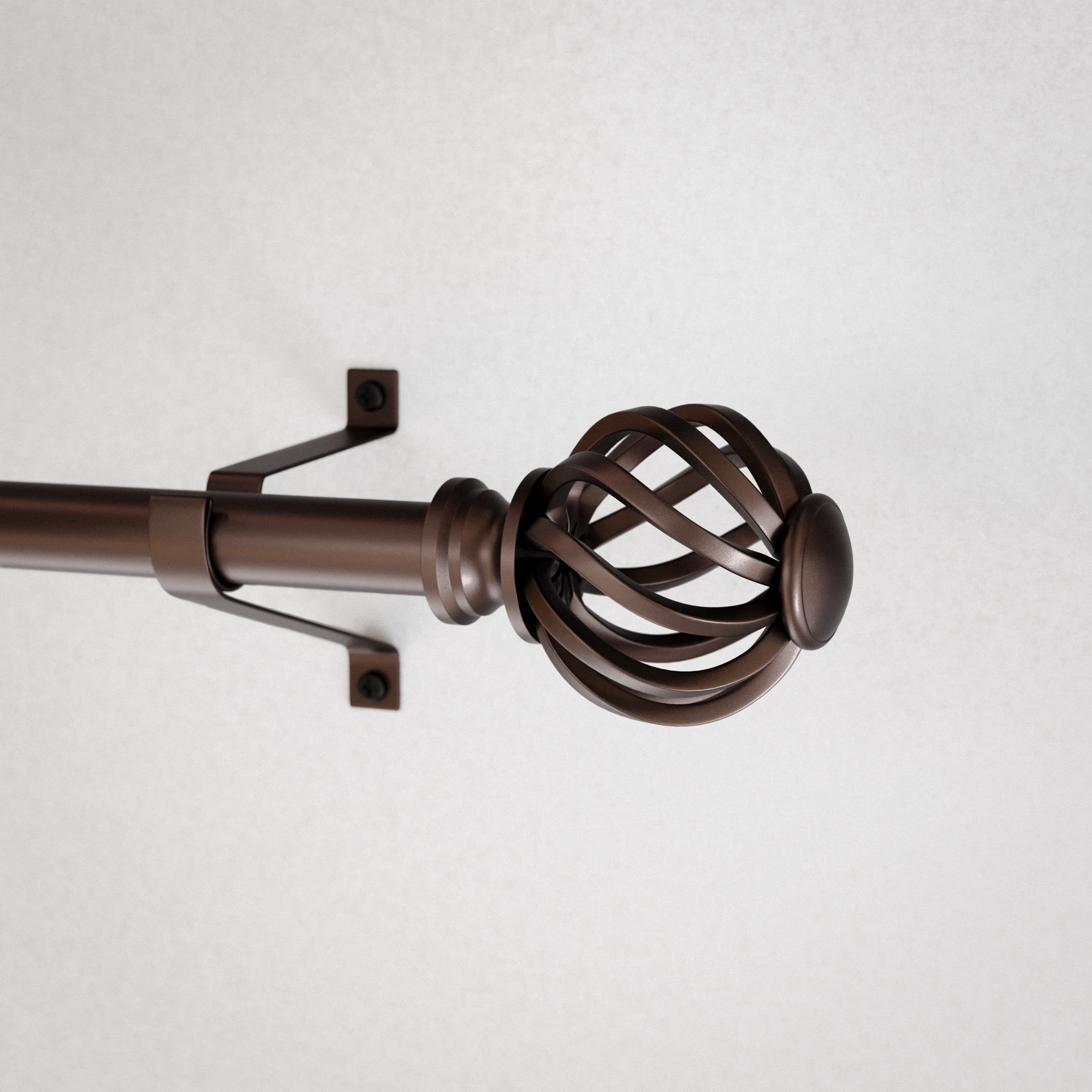 (3 pack) Mainstays 3/4" Bronze Twist Cage Adjustable Single Curtain Rod Set, 30-84"