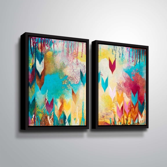 Artwall Life is Good, 2 Piece Floater Framed Canvas Set by Heather Noel Robinson