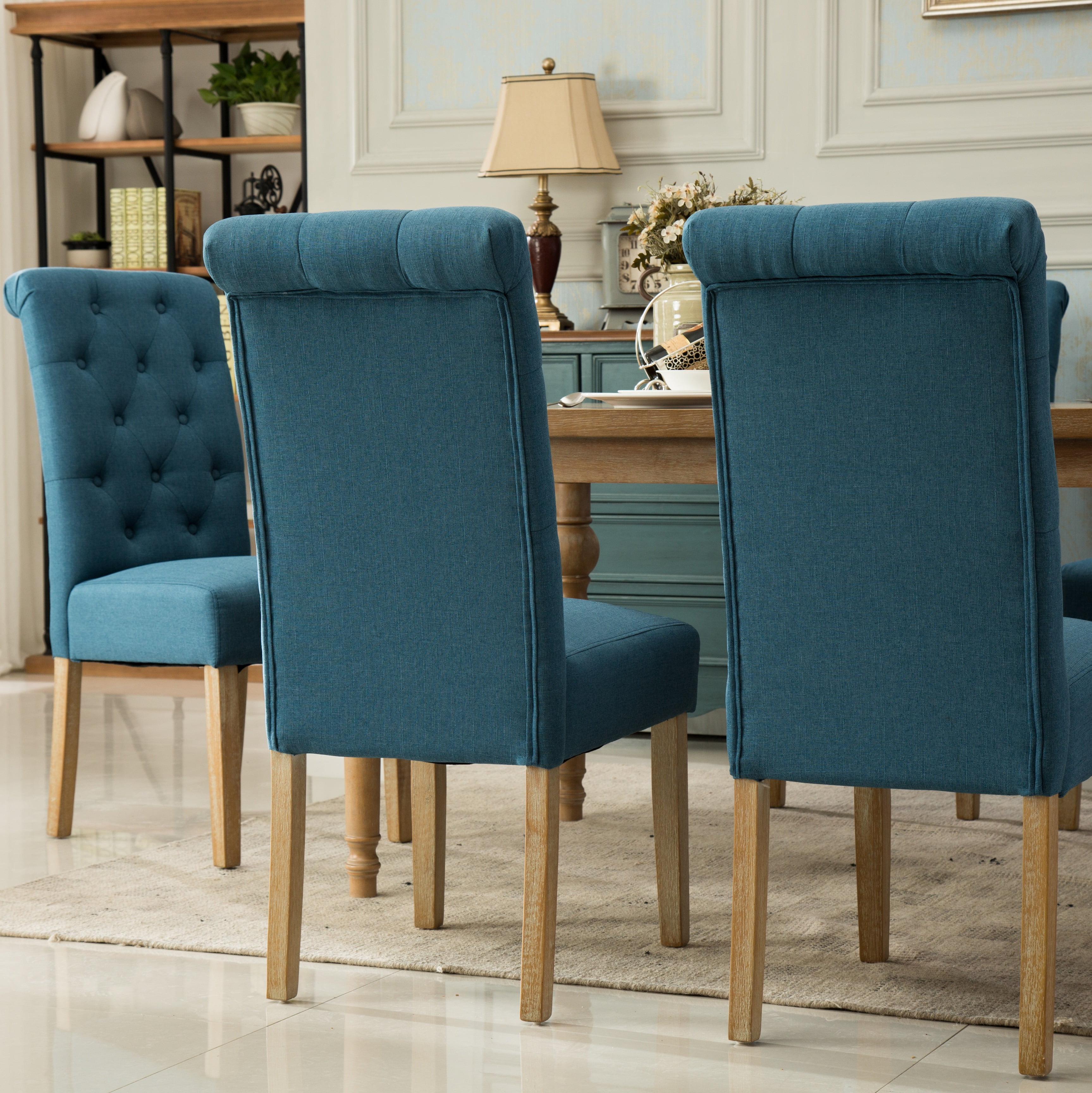 Roundhill Furniture Habit Dining Chair, Set of 2, Blue