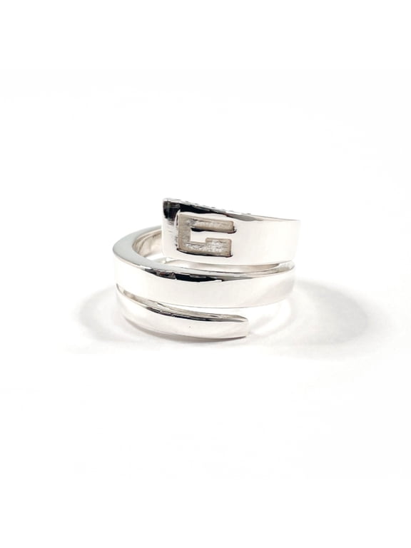 Pre-Owned GUCCI Spiral Snake Ring, Sterling Silver 925, Size 12, Silver, Women's