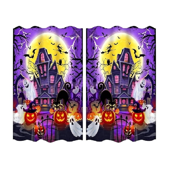 Halloween Kitchen Curtains Decorative Window Drapery for Bedroom Living Room Kitchen Bathroom Home Party Decor 2 Panels,Purple