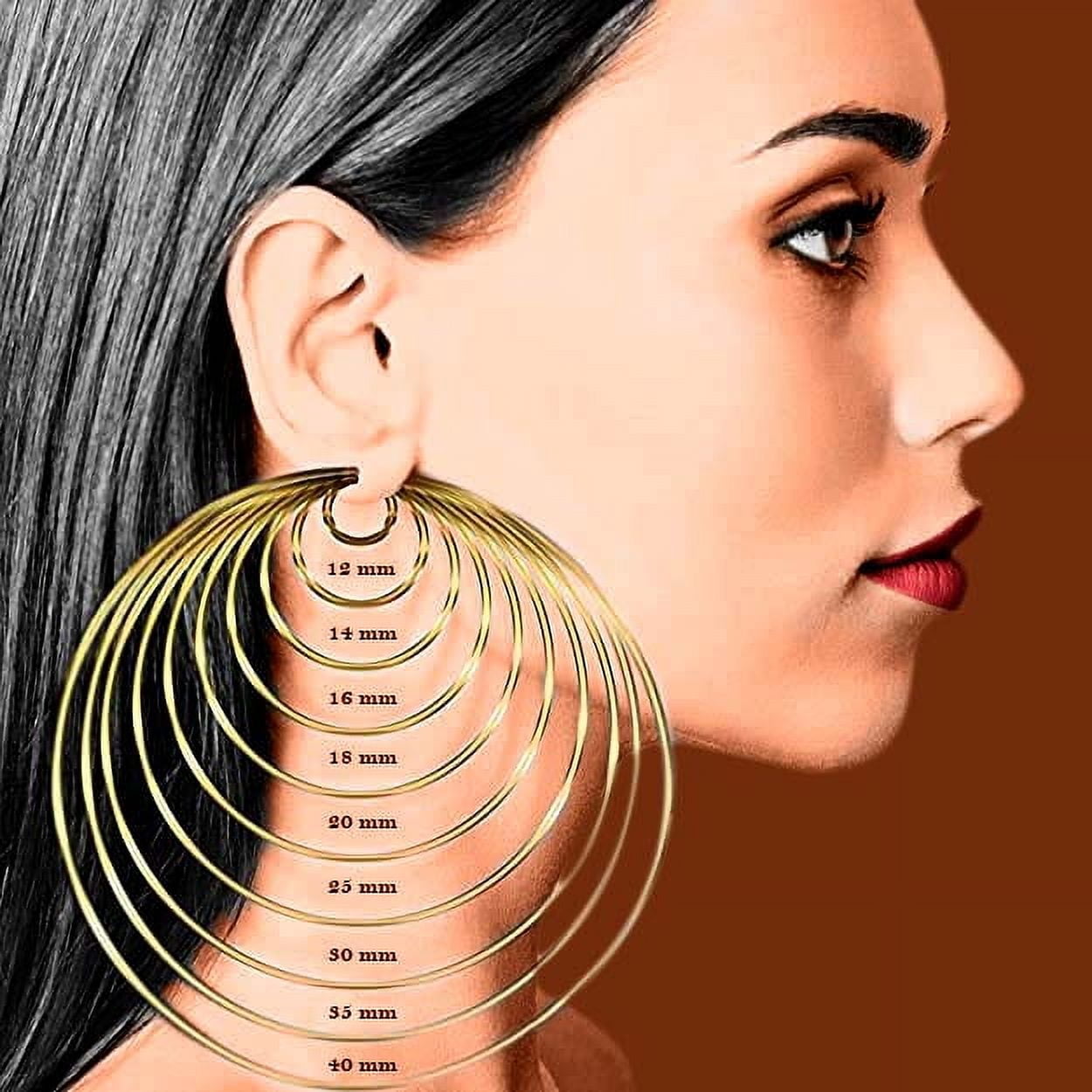 Stunning 14K Yellow Gold Plated Silver Hoop Earrings for Women, 16 MM Diameter