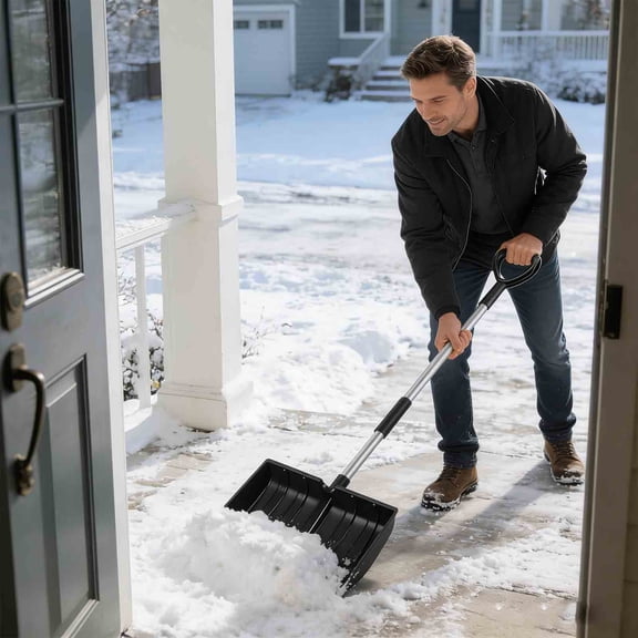 Aluminum Snow Shovel For Driveway,Snow Pusher,120Cm Wide Snow Shovel For Driveway, Snow Removal Tool For Car Garage, Sidewalks And Doorways, Snow Pusher Shovel With Ergonomic Grip And Aluminum Strip