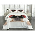 thumbnail image 3 of Ambesonne Popstar Party Quilted Bedspread Set 3 Pcs, DJ Bulldog Music, Queen Size, Pale Brown Black Red, 3 of 5