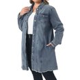 thumbnail image 4 of Agnes Orinda Women's Plus Size Jean Jacket Long Sleeve Maxi Length Denim Jackets 2X Dusty Blue, 4 of 6
