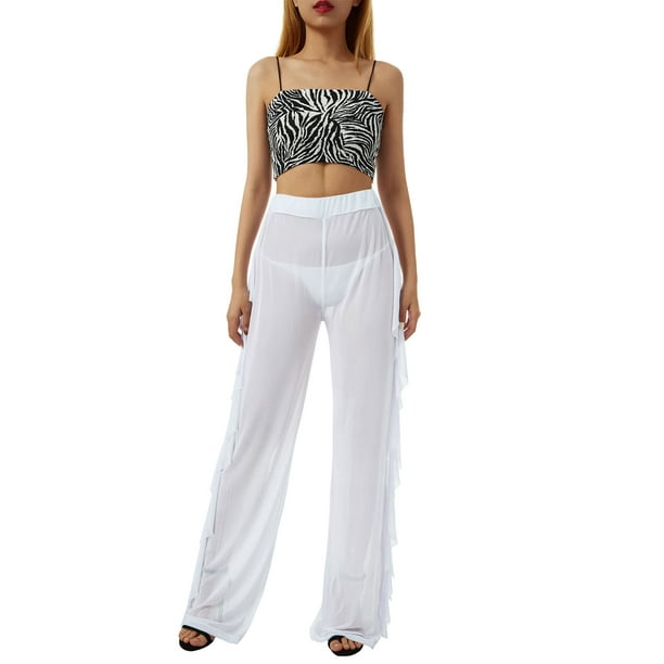 Qiylii Women Sexy Perspective Mesh Sheer Swim Shorts Pants Bikini