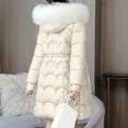 thumbnail image 4 of Hvyesh Womens Puffer Coat with Hood Winter Shiny Long Hooded Jacket Warm Long Sleeve Baggy Long Coats Quilted Jackets with Pockets, 4 of 6