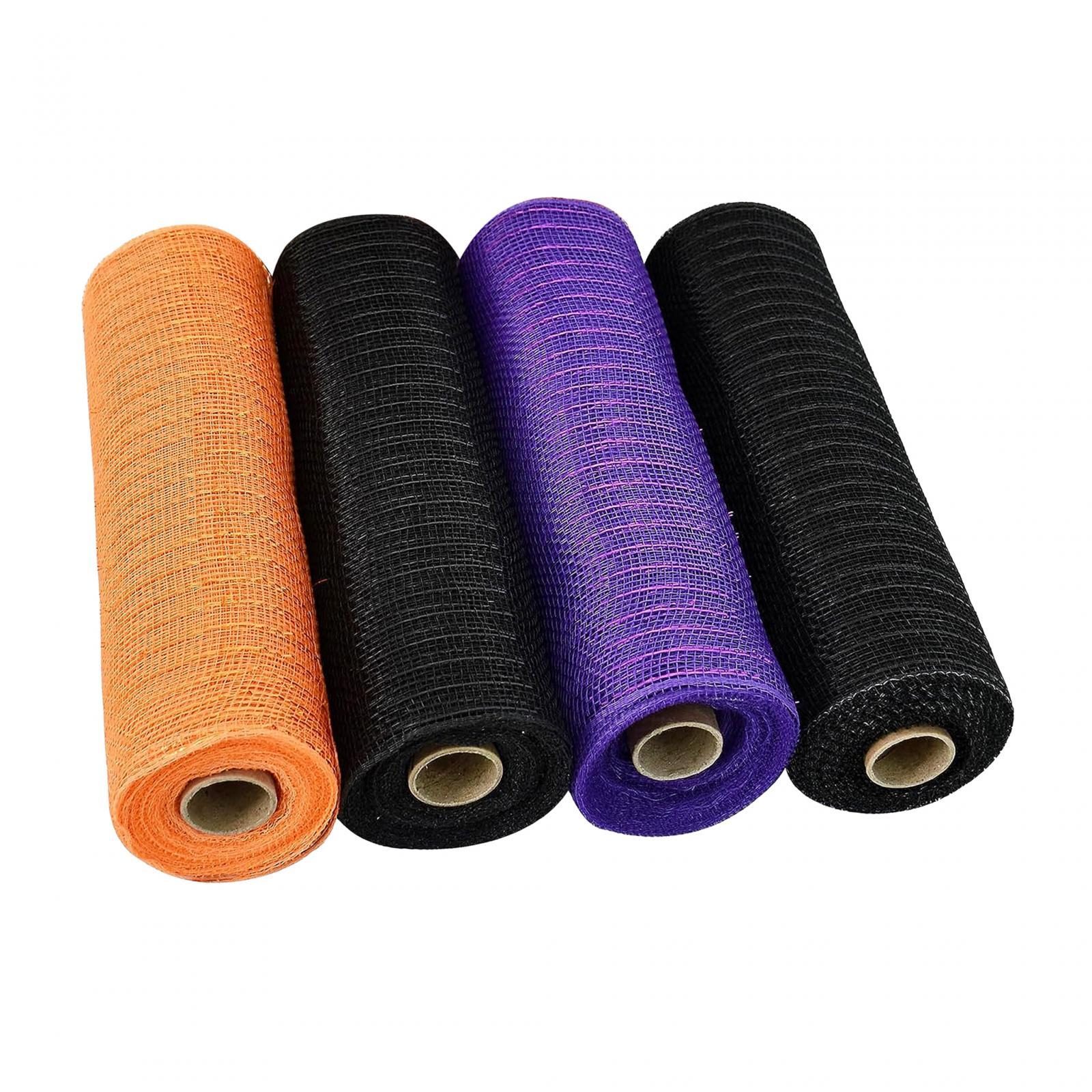 FVDPWYE 4 Rolls Mesh Ribbon 10inch x 10 Yards Orange Black Purple Accessory for Wreaths,