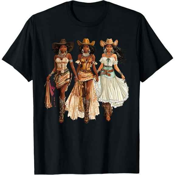 Black African American Cowgirl Western Country Texas Rodeo T-Shirt tee