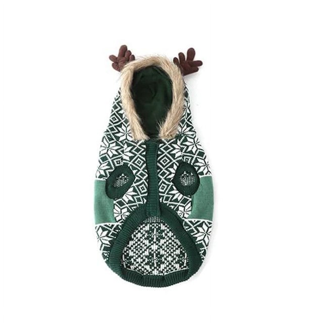 Benepaw Christmas Dog Sweater Winter Warm Reindeer Hooded Knitted Pullover Cat Puppy Clothing Pet Clothes For Small Medium Dogs ShopWise Round