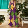 thumbnail image 3 of Fgvctg Mardi Gras Women's Jumpsuit Wide Leg Pant Vintage Mask Graphic Overall Sleeveless Romper Carnival Party Spaghetti Straps Jumpsuits Loose Bib Overalls With Pockets Purple Pink XXL, 3 of 5