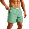 thumbnail image 2 of lcziwo Men Shorts with Pockets Twill Summer Holiday Elastic Waist Trunks Camping Fishing Outdoor Drawstring Dress Shorts Green XL, 2 of 10
