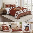thumbnail image 6 of Twin Quilt Set 68''x86'', Southwest Lightweight Bedspread Coverlet Set with 2 Pillow Shams, Western Brown Beige Geometric Abstract Art Wooden Breathable All Season Quilt Bedding for Dorm/Bedroom, 6 of 9