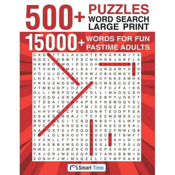 500 Puzzles Word Search Large Print: 15000 Words for Fun Pastime Adults, (Paperback)