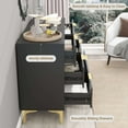 thumbnail image 4 of Modern 6 Drawer Dresser 47.2 Inch Wide Chest of Drawers with Elegant Scroll Pattern for Bedroom Living Room or Hallway Black, 4 of 8