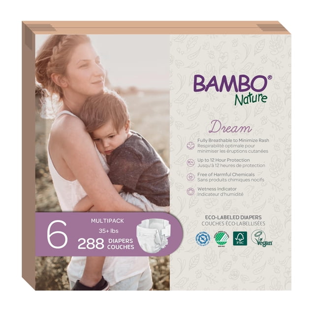 Pañales hipoalergénicos Bambo Nature Dream, talla 6 (288 unidades)