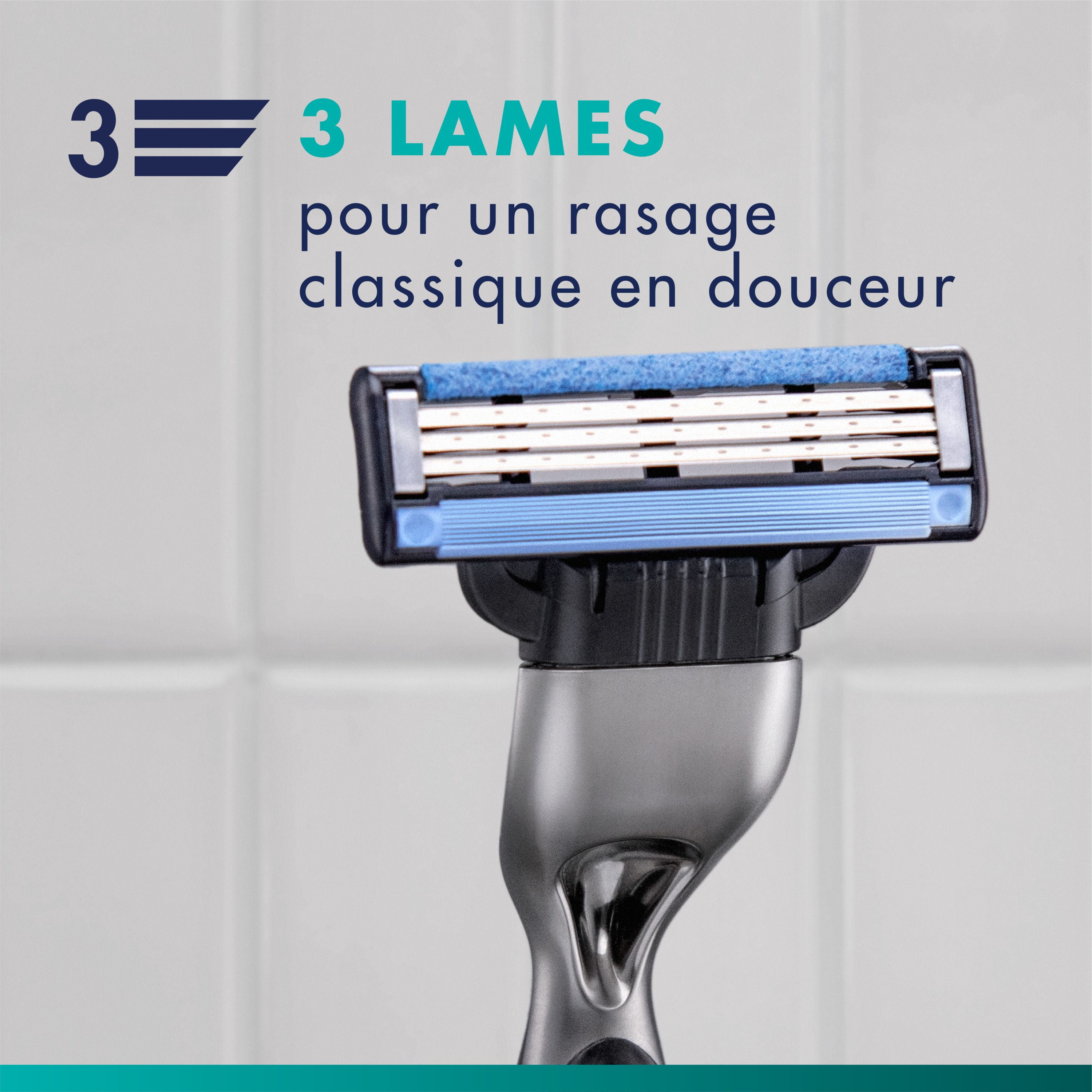 Cartouches de rechange Gillette Mach3, 12 cartouches de rasoir, cartouches de rechange pour hommes avec bande lubrifiante, 3 lames de rasoir pour un rasage de près 12CT