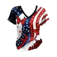 thumbnail image 4 of MEICHEN Women's V Neck Butterfly & Rose Print T Shirt Patriotic Glitter Graphic Casual Top, 4 of 4