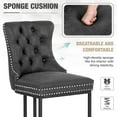 thumbnail image 4 of Summit Living 26 inch Bar Stools Set of 2, Button Back Faux Leather Bar Chairs with Nailhead Trim for Kitchen Dining, Black, 4 of 10