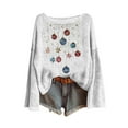 thumbnail image 4 of yardsong 2025 Boat Neck Women Xmas Sweater - Long Sleeve Imitation Knit Fall Christmas Holiday Pullover White,L, 4 of 6
