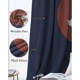 thumbnail image 3 of Navy Blue Blackout Curtains for Bedroom Living Room Darkening Curtains 54 Inch Long Country Japanese Style Fish Animals Sea Wave Short Curtain for Small Window Treatment Grommet Drapes 52"x54"x2, 3 of 9