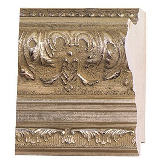 Picture Frame Moulding (Wood) 100Ft Bundle - Ornate Silver Finish - 3.5" Width - 3/8" Rabbet Depth