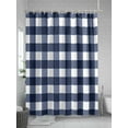 thumbnail image 5 of Fsddascl Blue Plaid Shower Curtain Set - Small 36" x 72" Washable Bathtub Curtain with 12 Hooks, Modern Simple Gradient Buffalo Checked Waterproof Fabric Stall Shower Curtains for Bathroom/Bathtub, 5 of 6