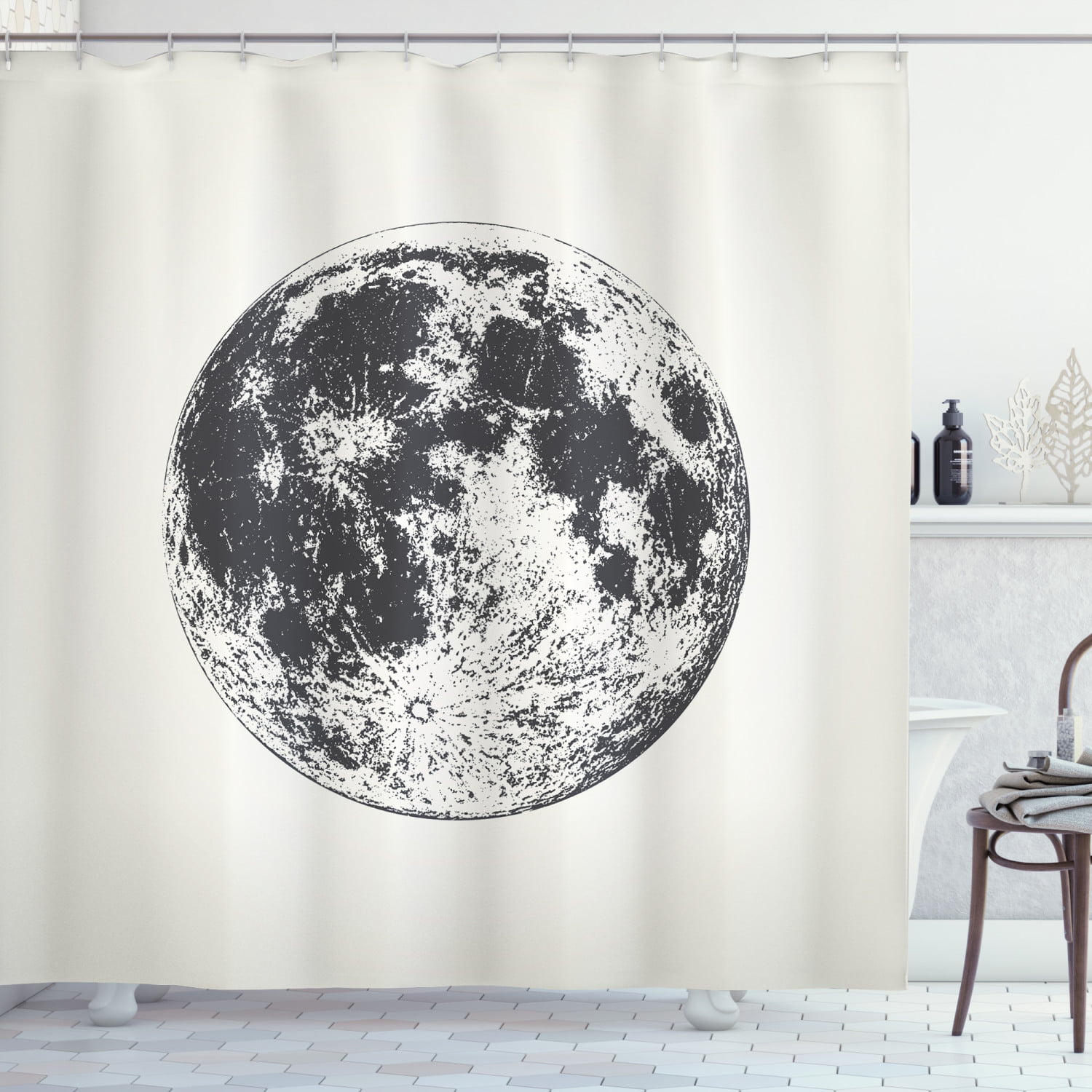 Full Moon Shower Curtain High Detailed, Full Circle Shower Curtain