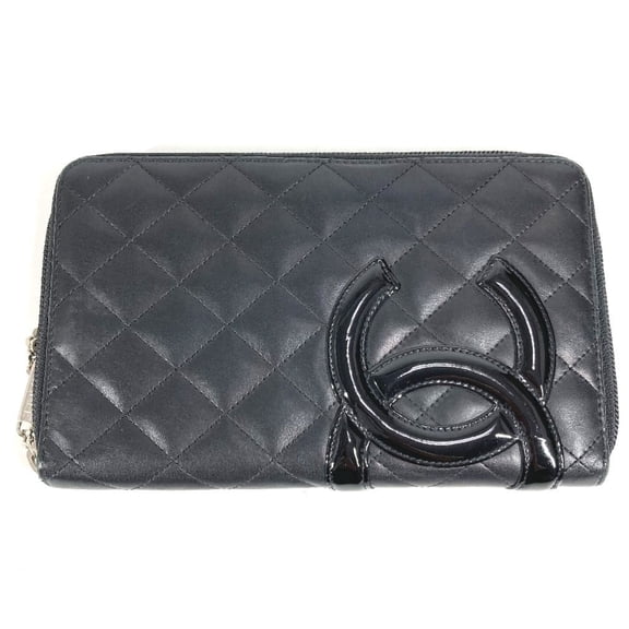 Pre-Owned CHANEL Cambon Line Travel Case A26710, CC Coco Mark Logo Long Wallet, Round... (Good)