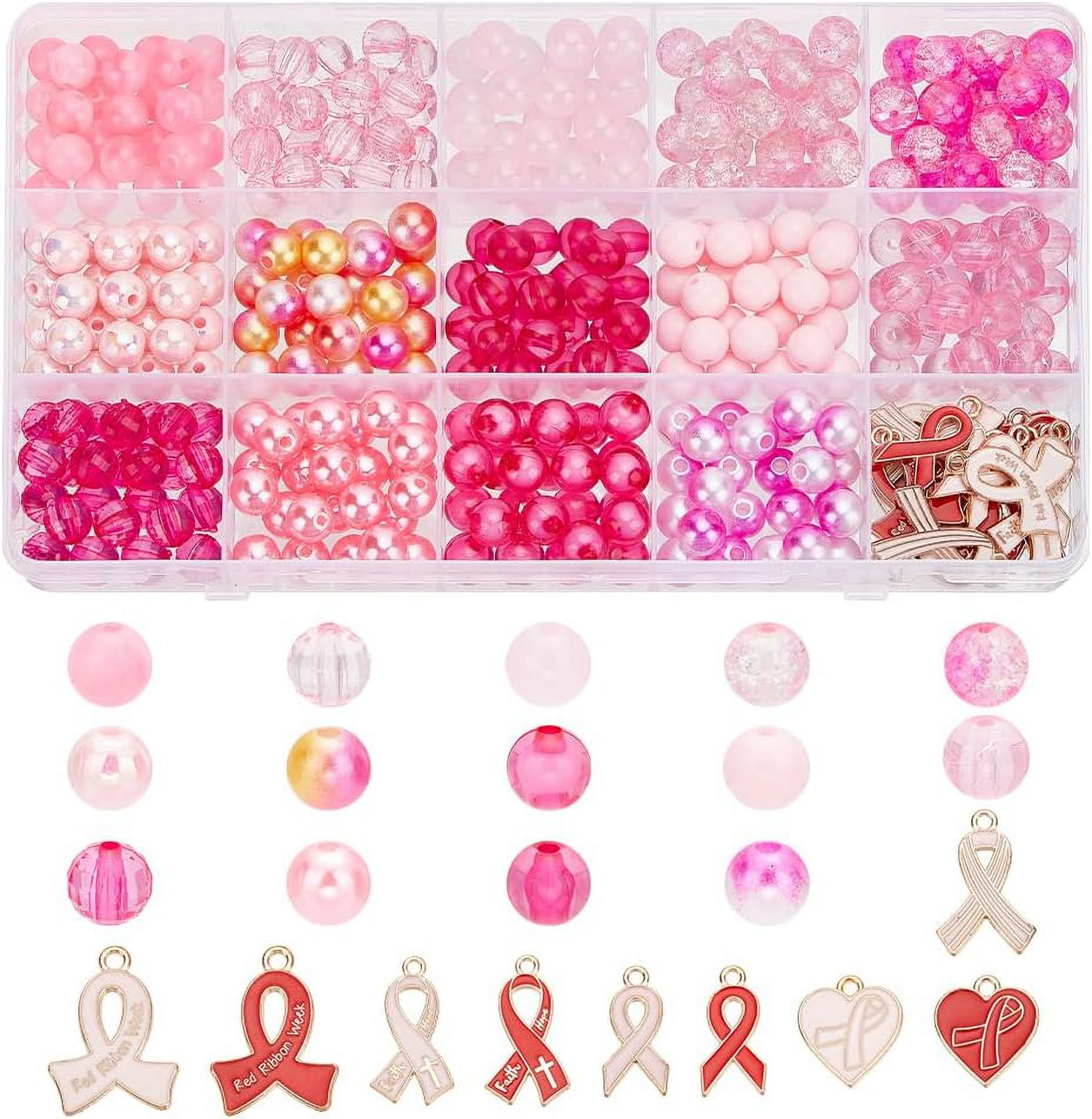Ornazy 40-Piece Breast Cancer Awareness Charms - Pink Ribbon Jewelry Making Supplies