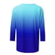 thumbnail image 5 of ICHUANYI Clearance Women's Fashion Printed Loose T-shirt 3/4 Sleeves Blouse Round Neck Casual Tops(Blue, L) ICHUANYI WER2023080903679, 5 of 5