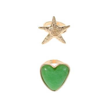 No Boundaries Mint & Gold 2pc Ring Set