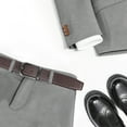 thumbnail image 4 of Mens Belts Leather Belt with Alloy Single Prong Buckle 1 1/2" width Casual Work Dress Belt for Men, Coffee, X25010, 4 of 6