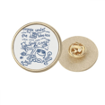 thumbnail image 1 of Blue Octopus Marine Life Pattern Round Metal Golden Pin Brooch Clip, 1 of 3