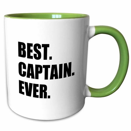 3dRose Best Captain Ever. for ship boat sailing army police starship captains - Two Tone Green Mug, (Best Small Boat Tender)