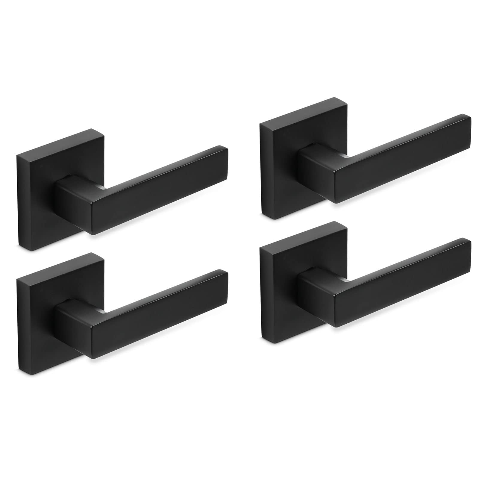 4 Pack Premium Matte Black Heavy Duty Door Lever Dummy Door Handle Set