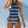 thumbnail image 3 of NIEWTR Tankini Bathing Suits for Women Two Pieces Swimwear Adjustment Ribbed High Leg Surplice Tankini Swimsuit(Navy,XXL), 3 of 4