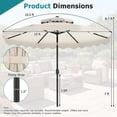 thumbnail image 2 of Costway 10 FT Solar LED Patio Umbrella, Push-Button Tilt & Crank, 24 LED Lights & 8 Ribs Beige, 2 of 10
