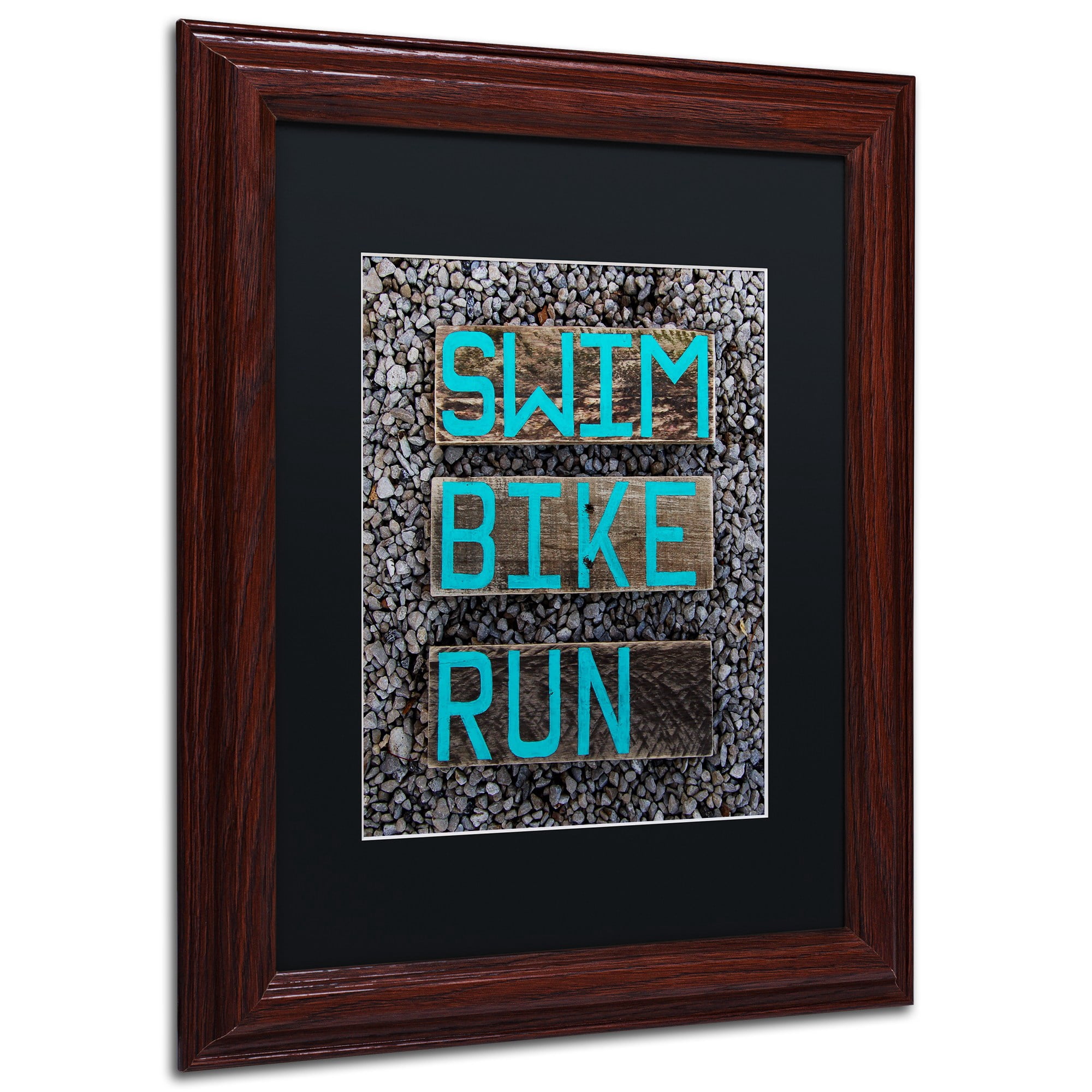 Trademark Fine Art 'The Triathlete' Canvas Art by Nicole Dietz, Black Matte, Wood Frame