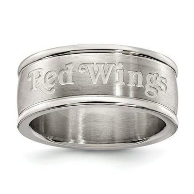 Solid DETROIT RED WINGS STAINLESS STEEL LOGO BAND RING SIZE 6