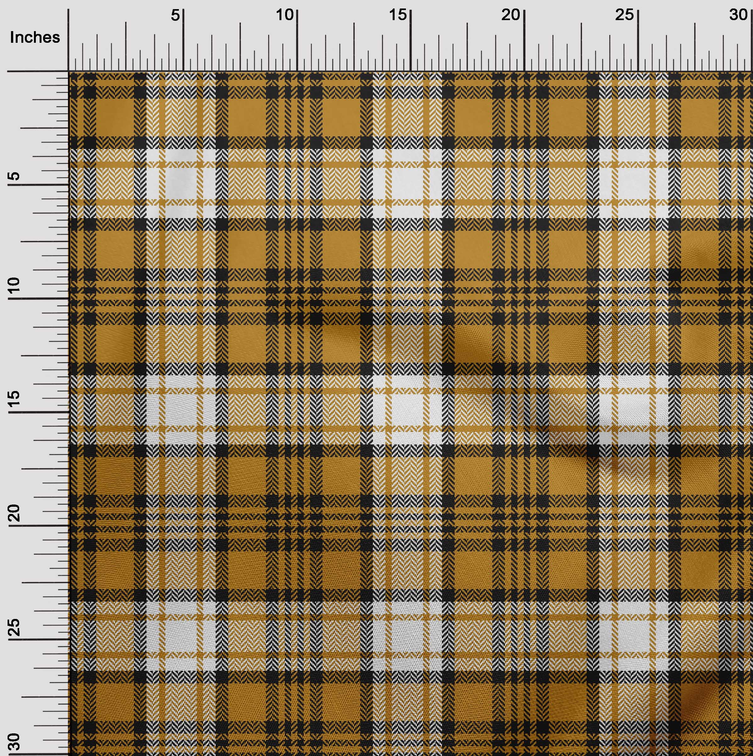 oneOone Polyester Spandex Brown Fabric Tartan Craft Projects Decor Fabric Printed By The Yard 56 Inch Wide