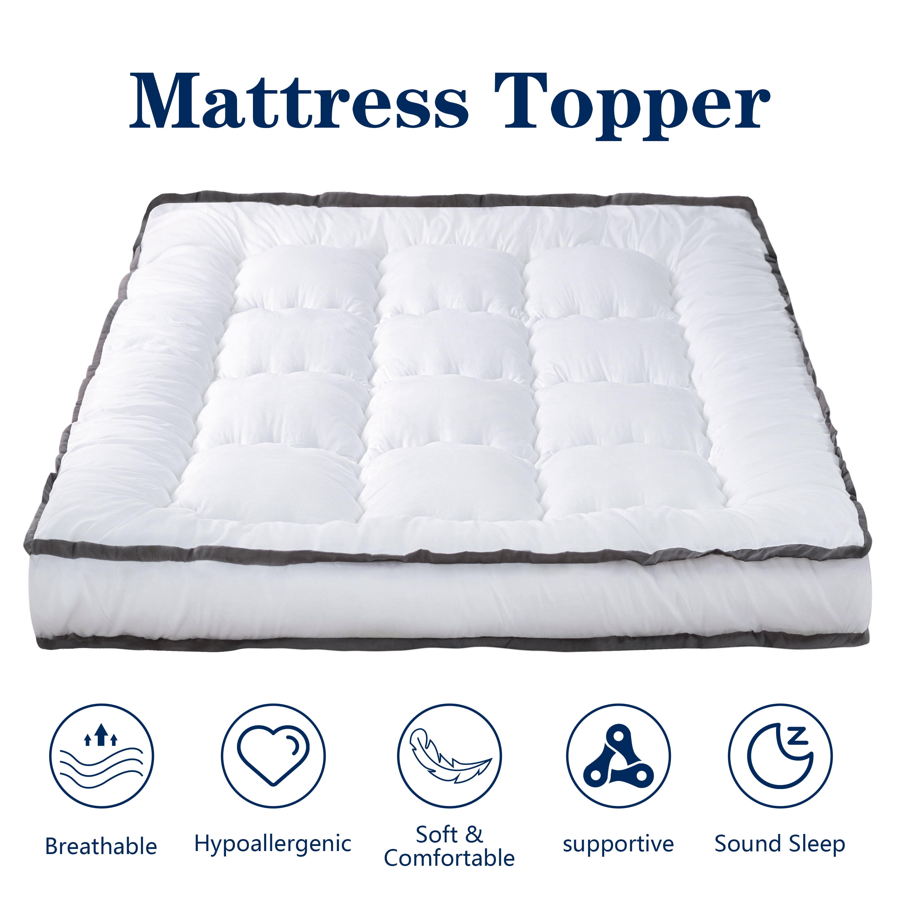 QUEEN ROSE Twin Mattress Topper, Extra Thick 3D Snow Alternative Down  Pillow-Top Cooling Mattress Pad Bed Cover Mattress Topper, Hotel Quality,  Plush and Support, Cube White