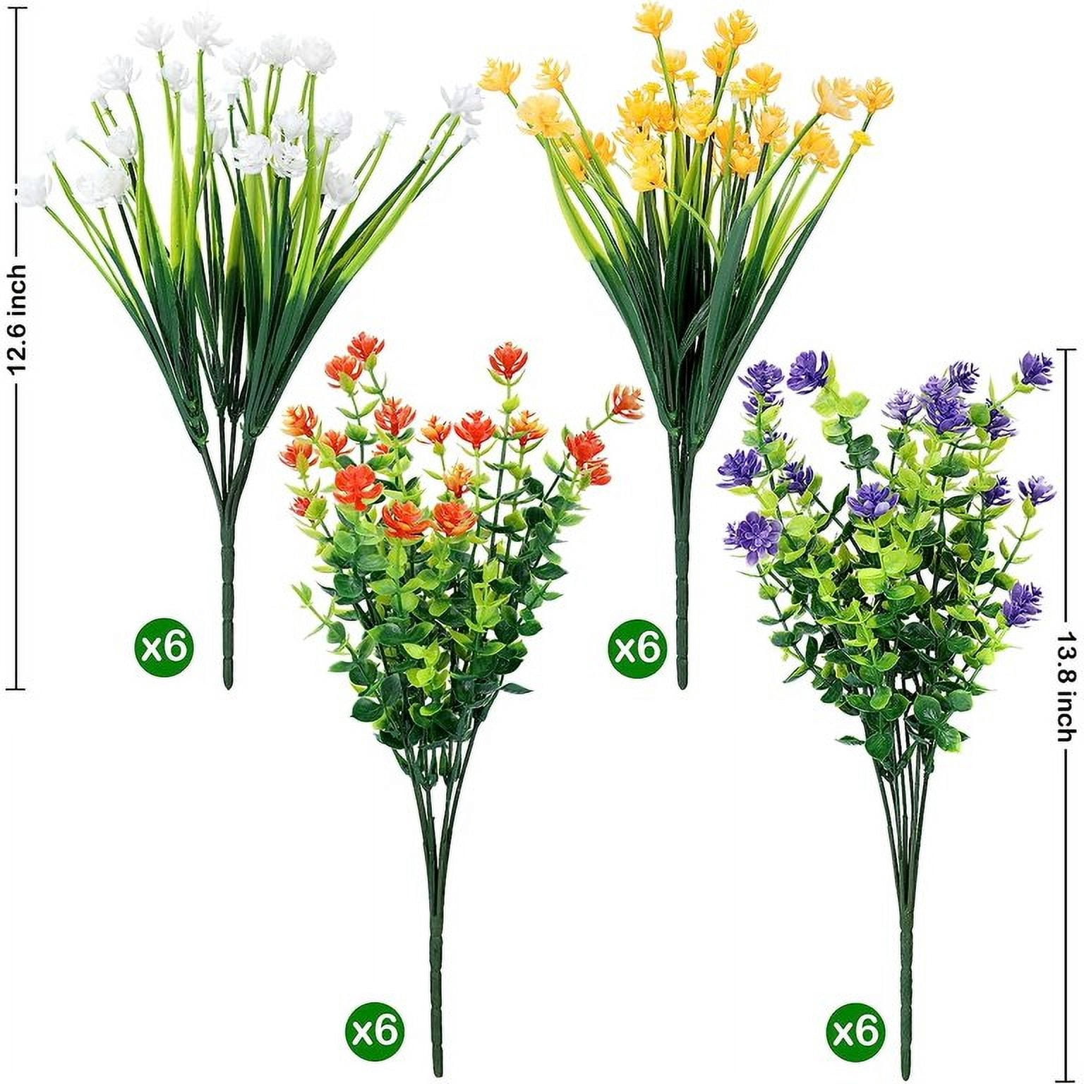 MAMOWEAR Artificial Flowers Outdoor UV Resistant Fake Flowers, Faux Plastic Flowers for Decoration Home Kitchen Garden Wedding Party Décor