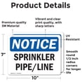 thumbnail image 2 of (2 Pack) Sprinkler Pipe Line OSHA Notice Sign 10 Inch X 7 Inch Vinyl Label Decal Sticker Weather Resistant, UV Protected for Workplace, Business, and Construction Site, Made in the USA, 2 of 7
