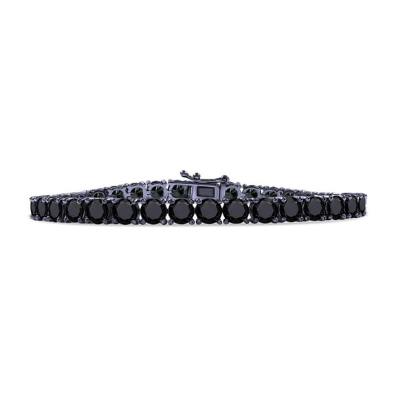 AFFY Round Cut Lab Created Moissanite 5MM Width Tennis Bracelet Jewelry For Men Women In 14K Black Rhodium Plated Sterling Silver, Length: 6.5"