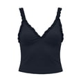 thumbnail image 4 of NTACZA Camisole Going Out Tops for Women Ruffle Trim Deep V-Neck Casual Solid Sleeveless Slim Party Spaghetti Straps Size L, 4 of 6
